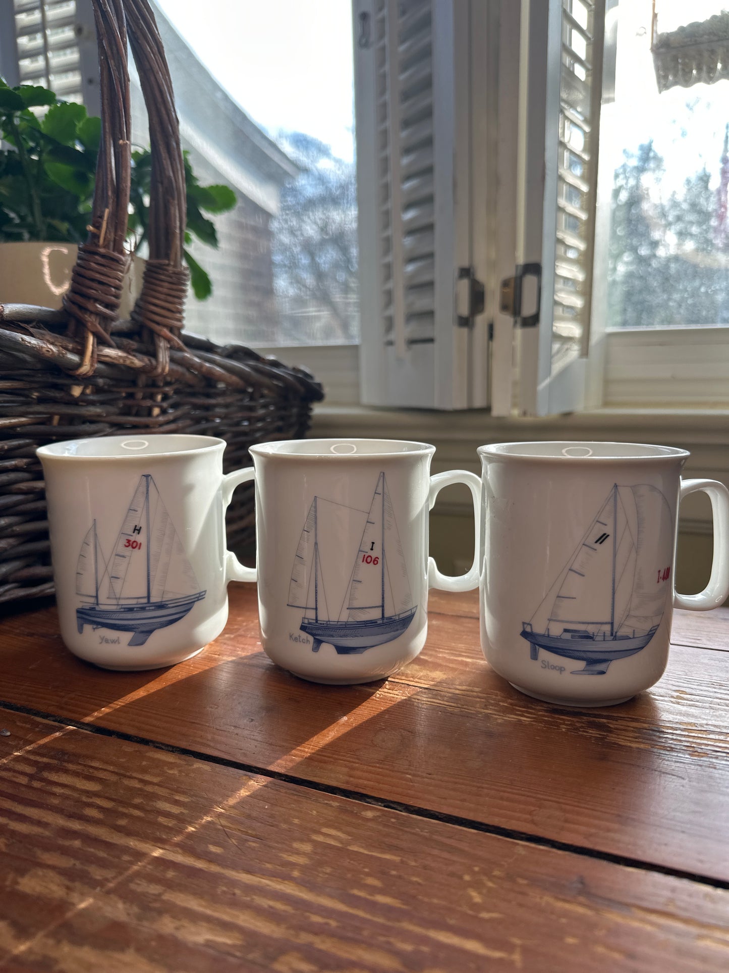 Vintage 1950s Josef Kuba Sailing Mugs (set of 3)