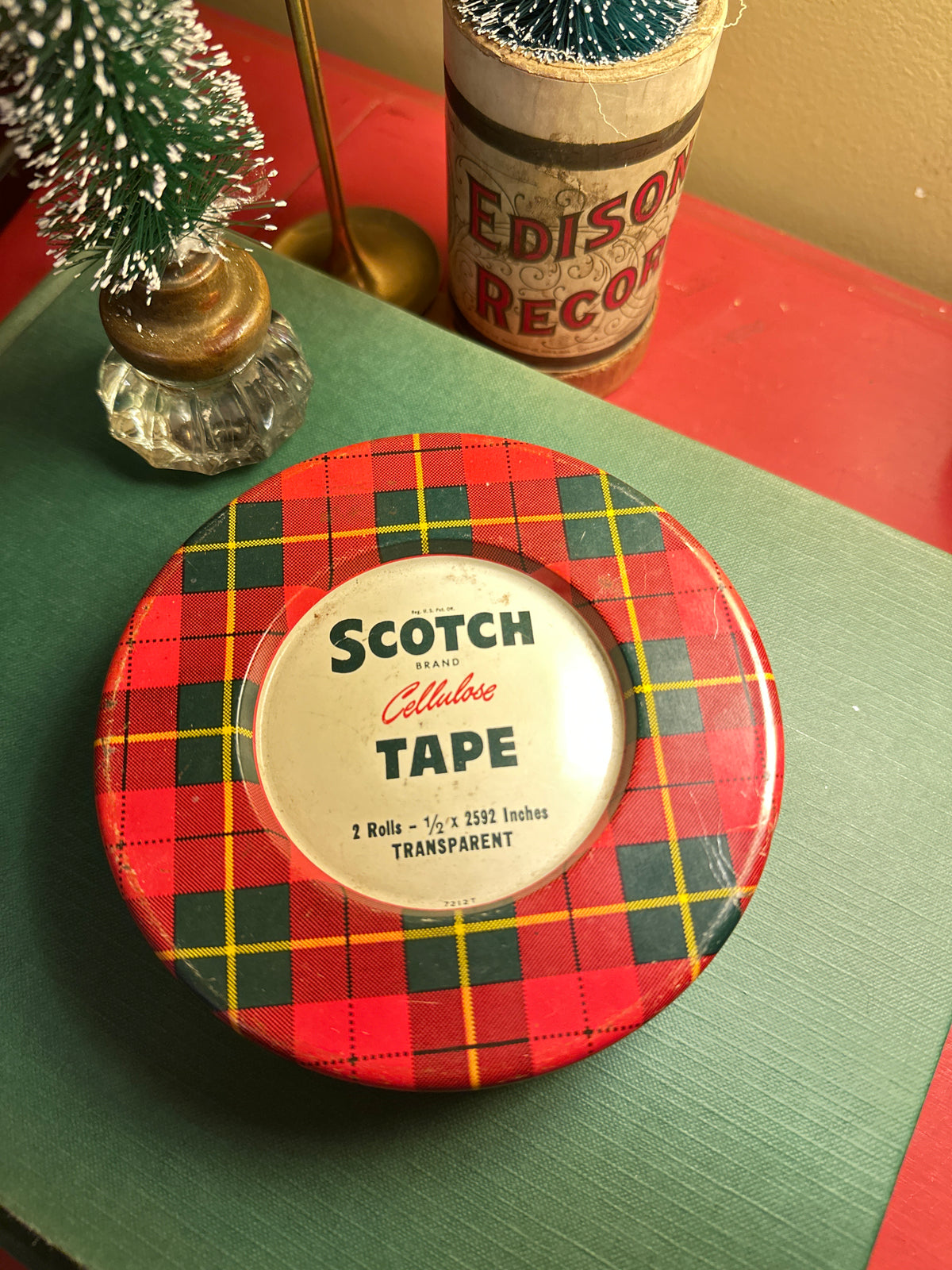 Vintage Scotch Cellulose Tape Tin – Red Tartan Plaid