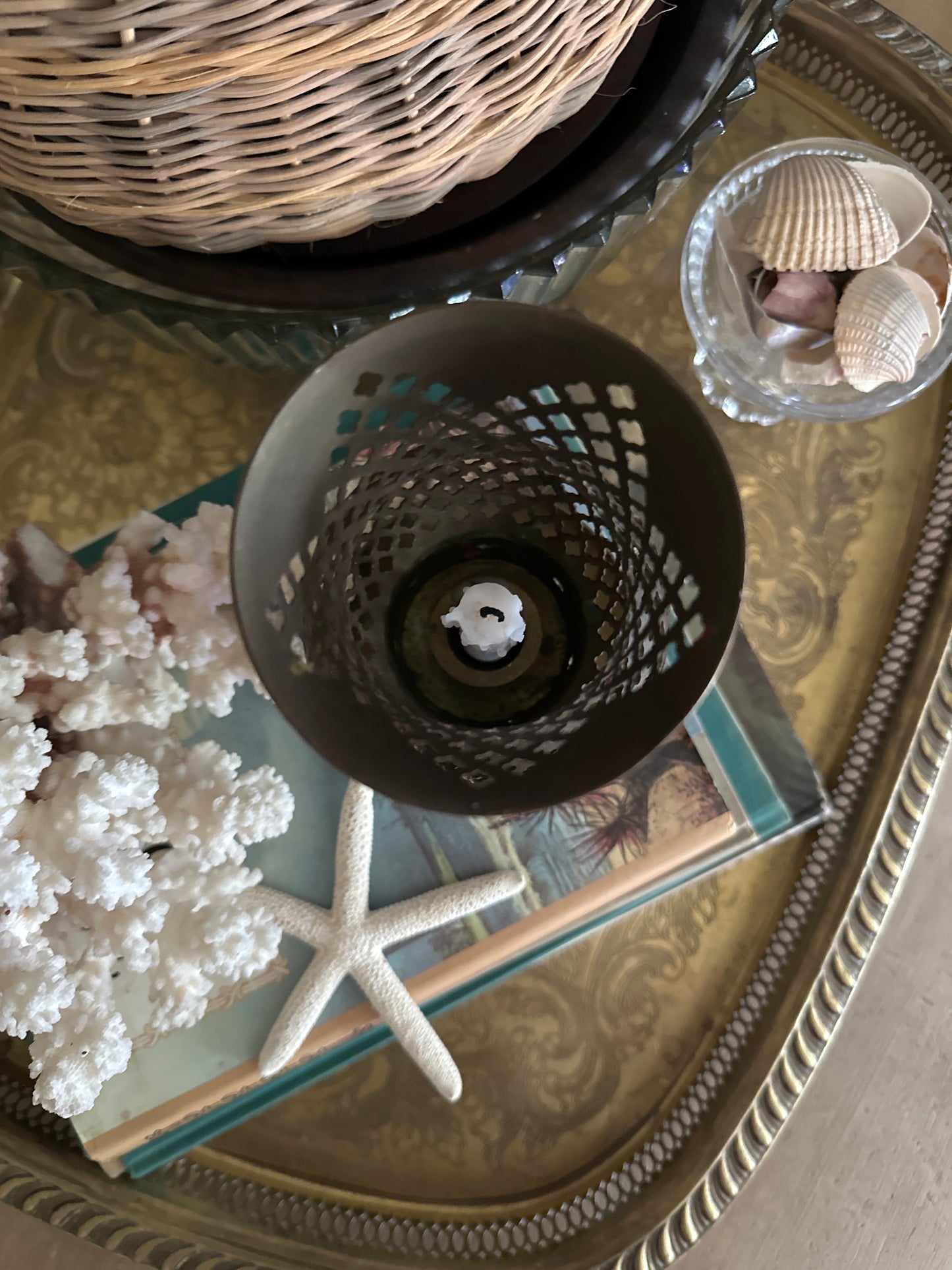 Vintage Brass Hurricane Candle Holder
