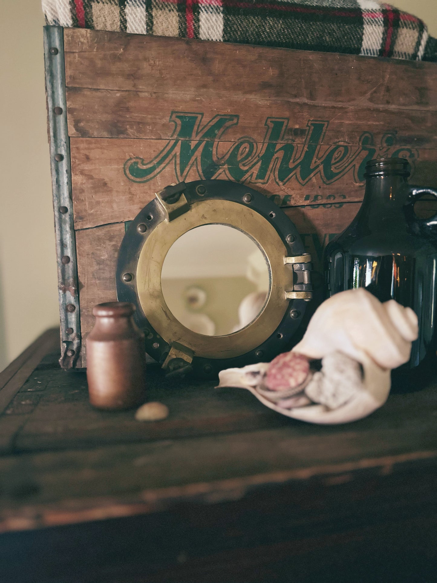 Vintage Brass Nautical Porthole Mirror