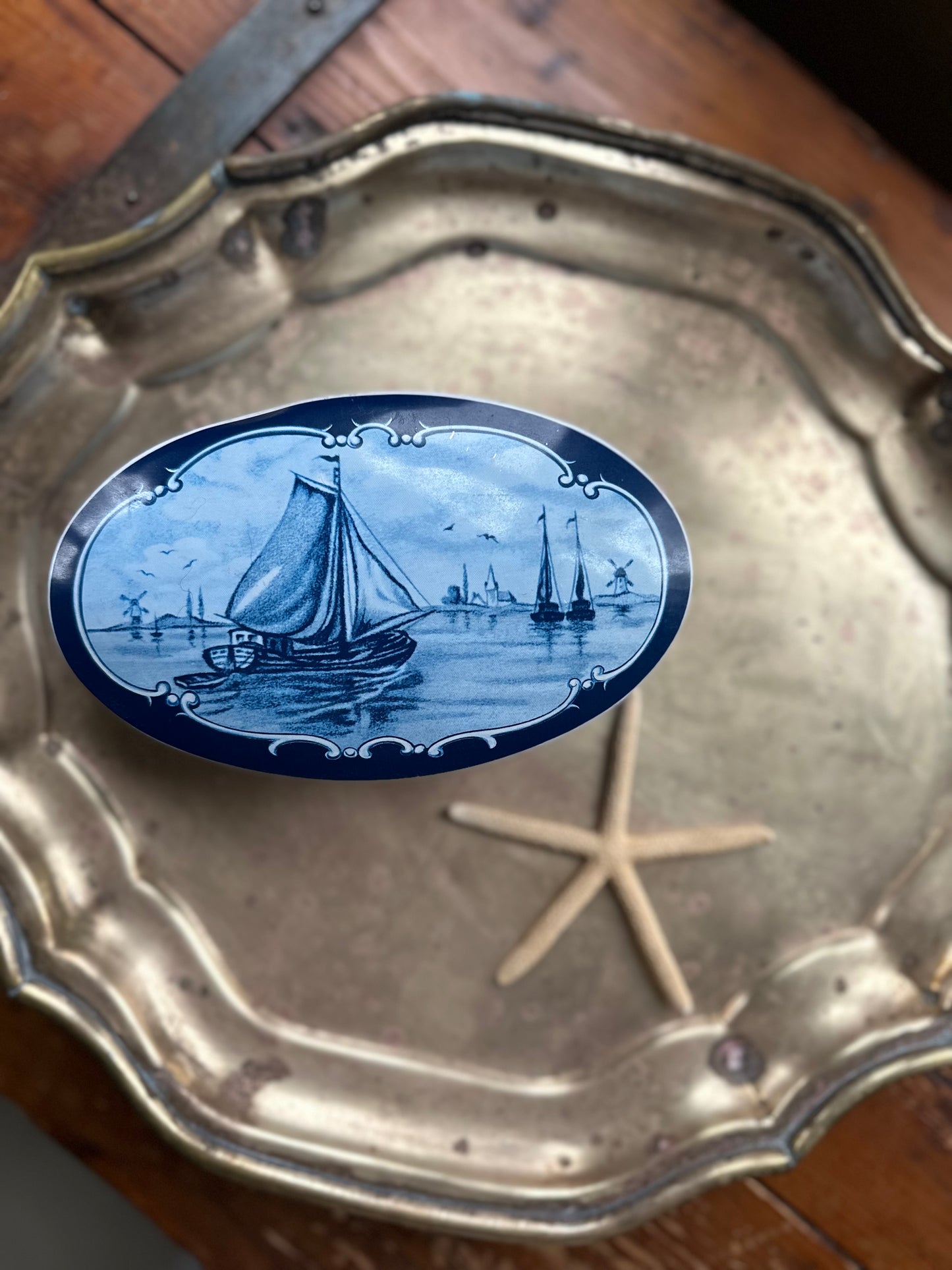 Vintage West German Delft Style Tin