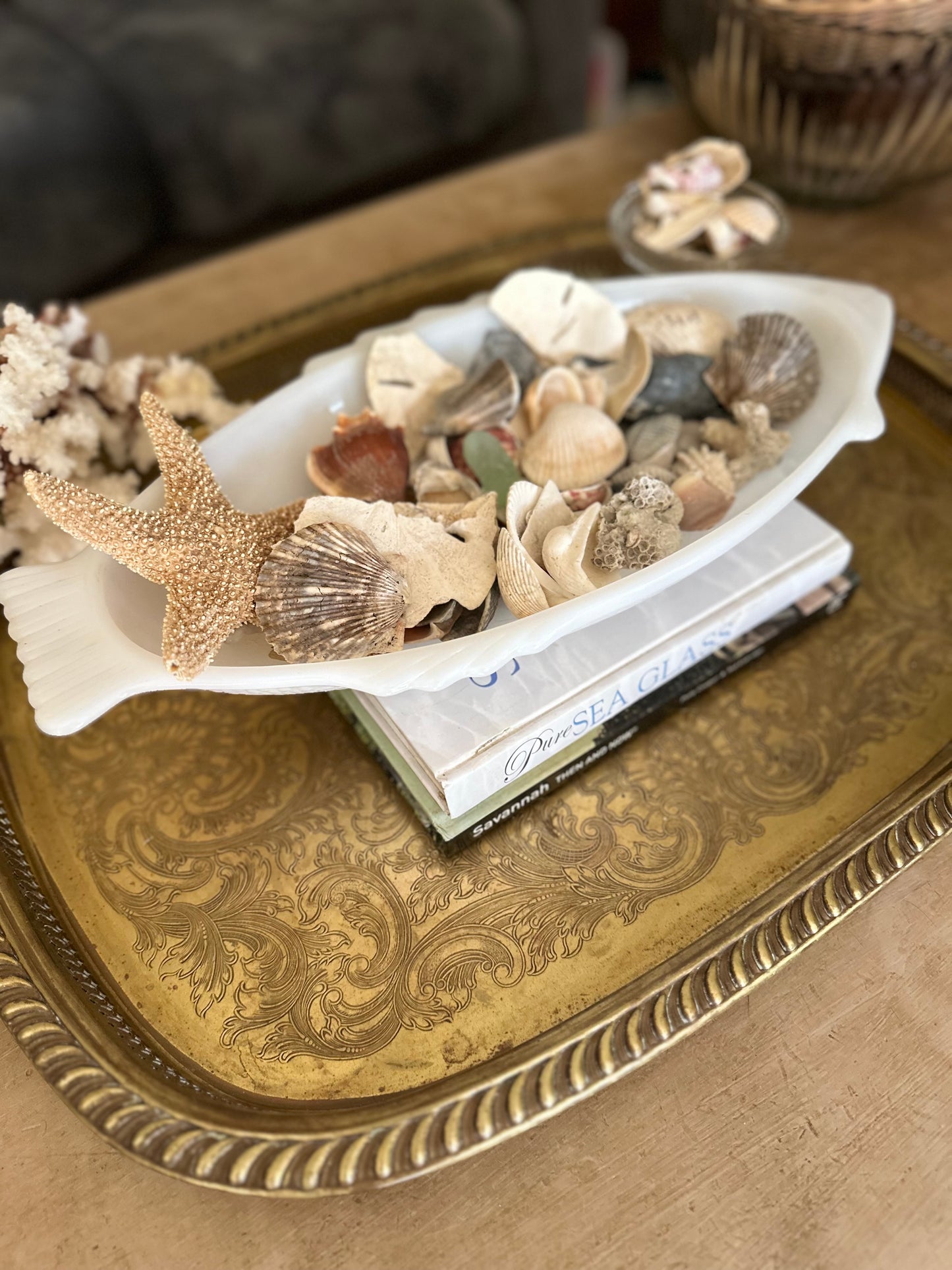 Vintage Milk Glass Fish Dish