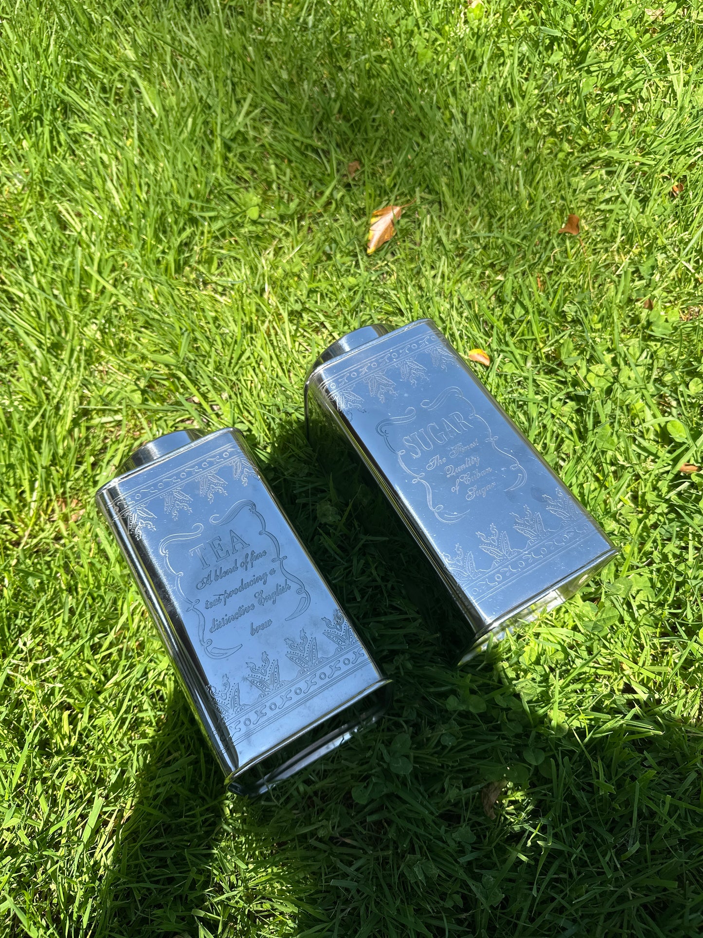 Vintage Metal Tea & Sugar Canisters
