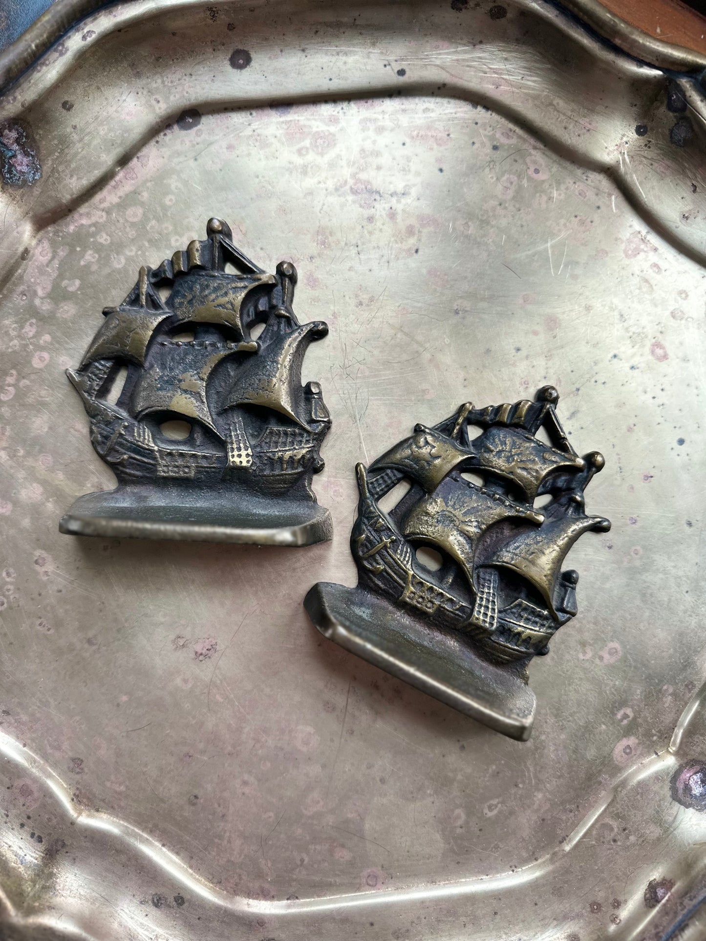 Vintage Cast Iron Ship Bookends