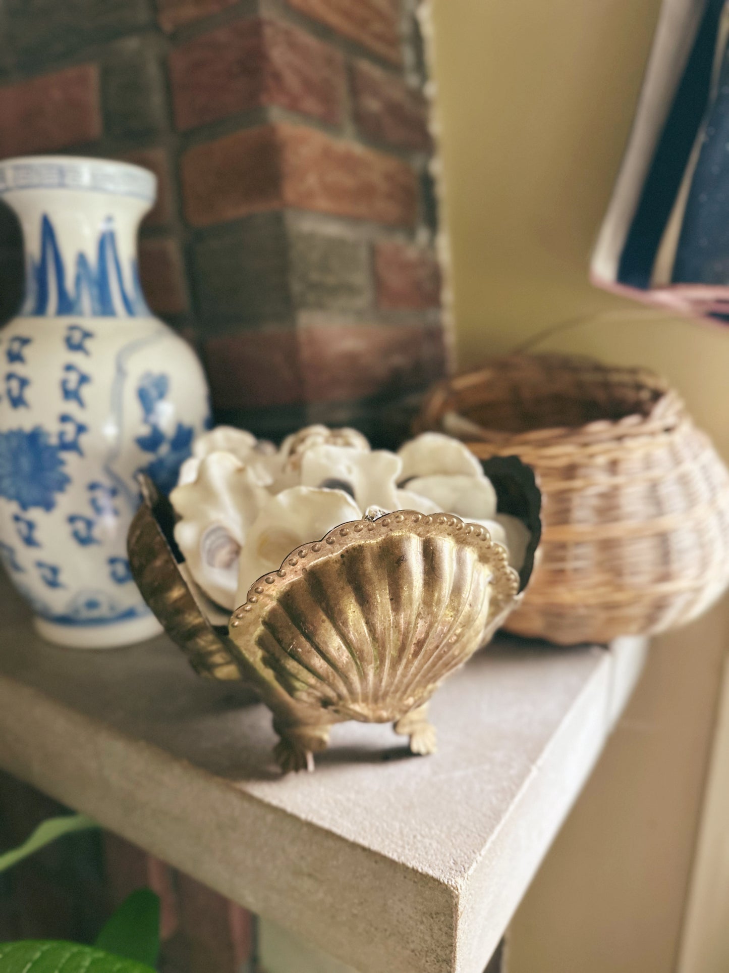Vintage Brass Footed Shell Planter