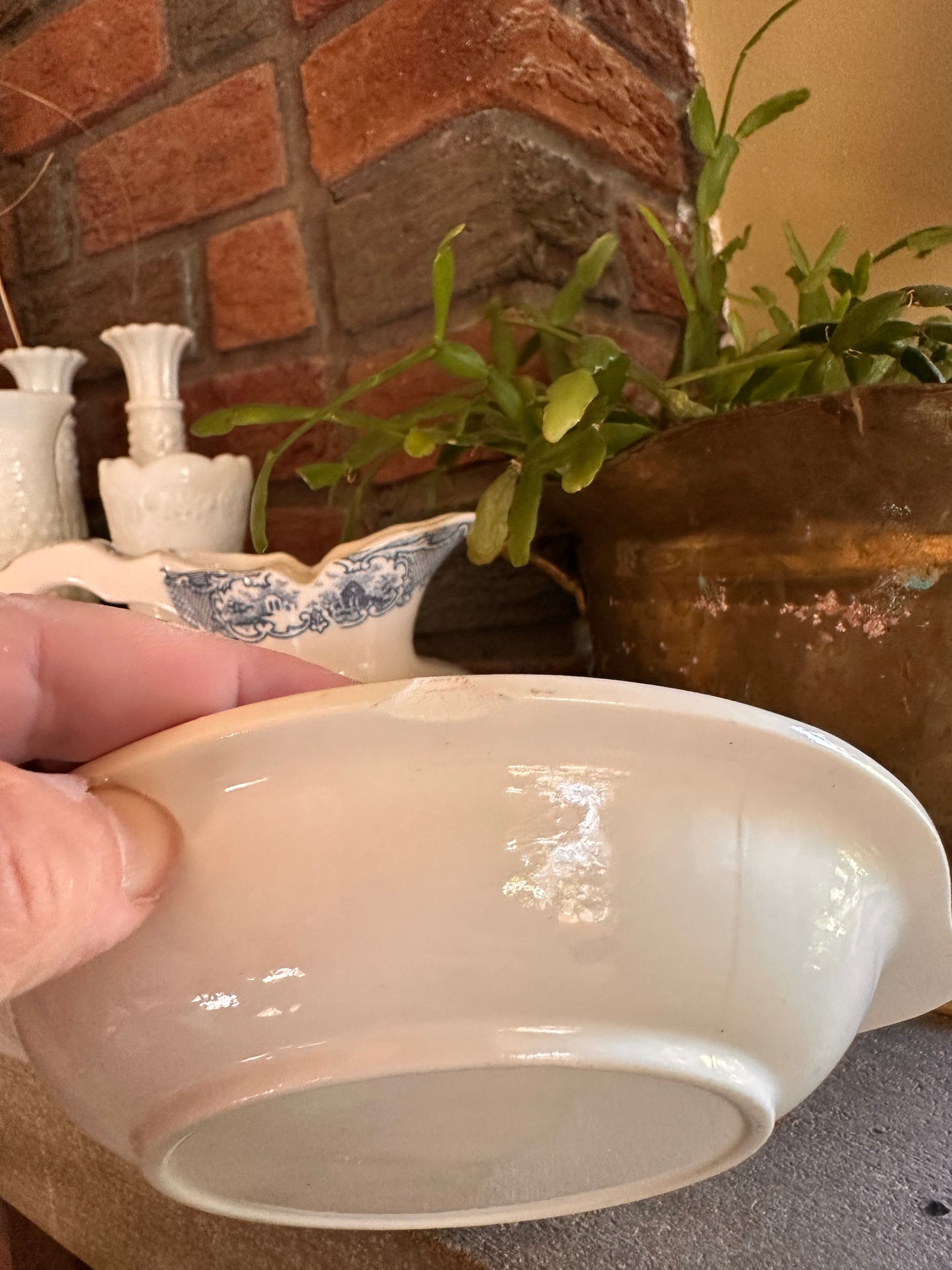 Vintage Blue & White Pitcher with MatchingUnderplate