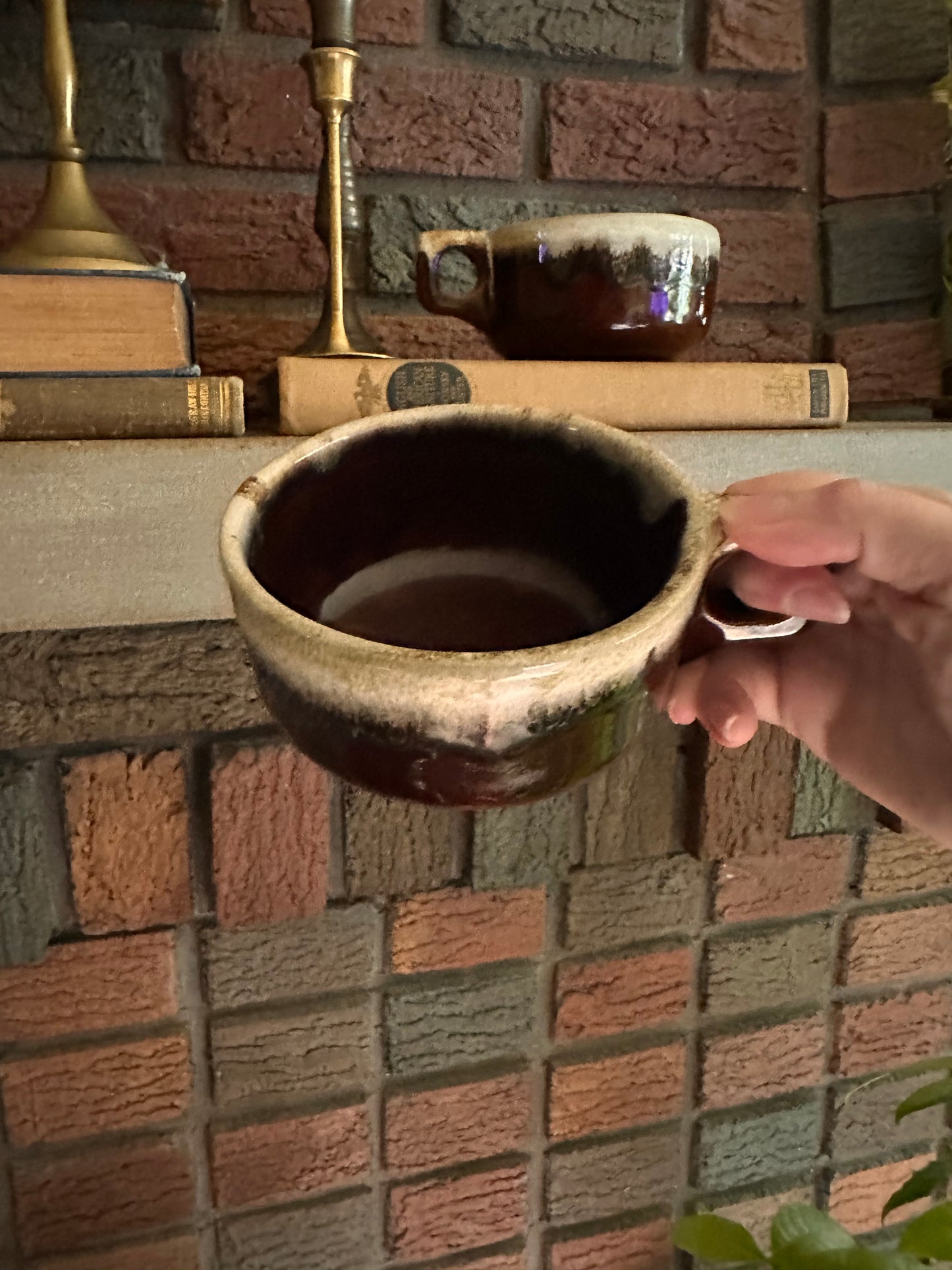 Vintage Western Stoneware Drip Glazed Mugs (set of 2)