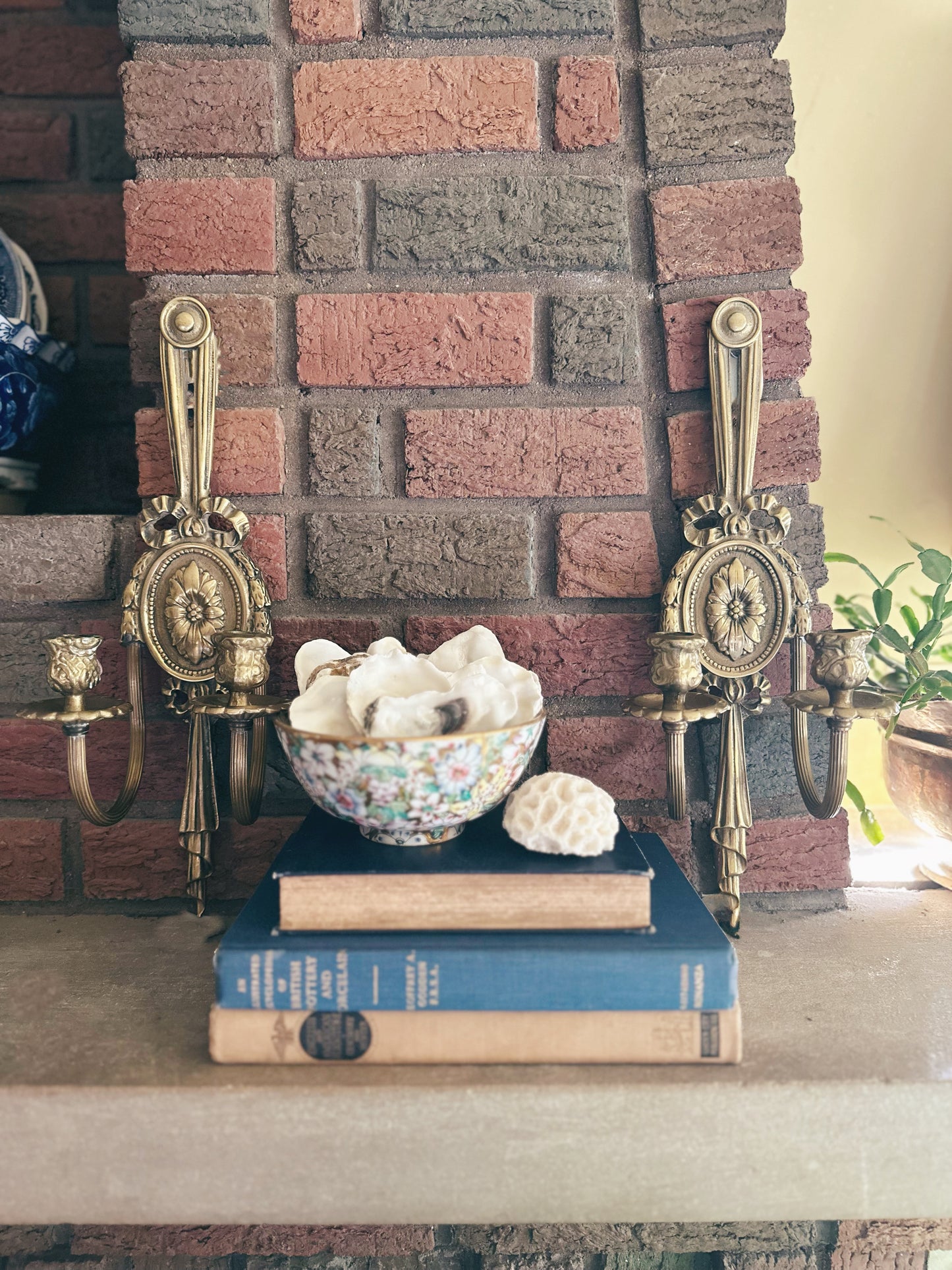 Pair of Vintage Neoclassical Brass Sconces