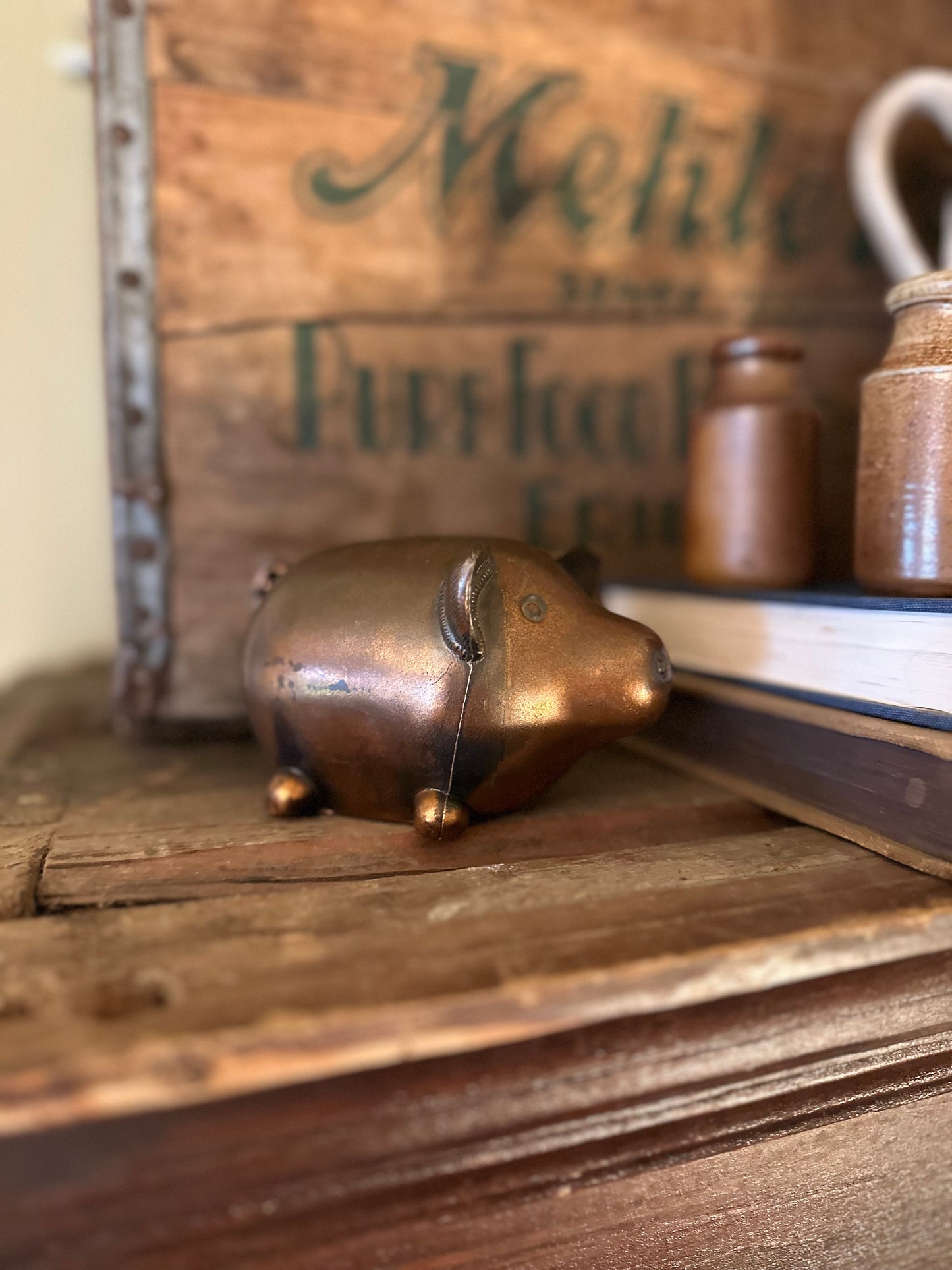 Vintage Cast Metal Piggy Bank
