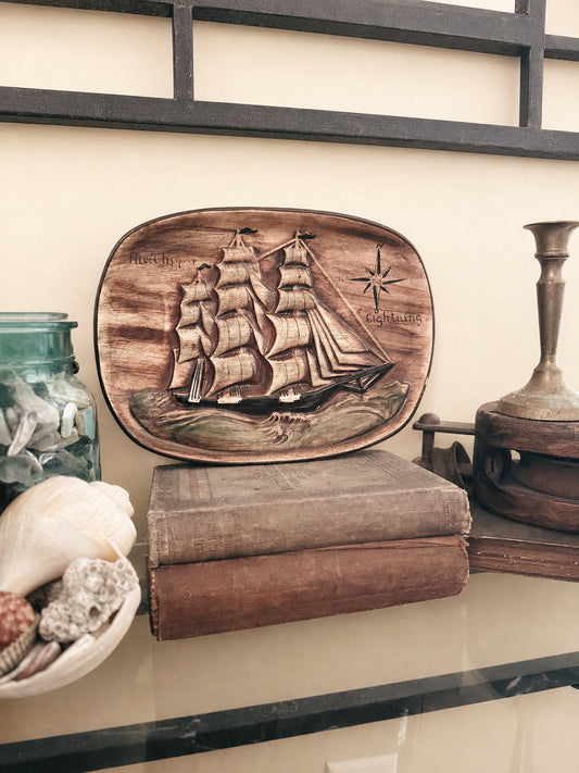 Vintage Nautical Sailing Ship Wall Plaque