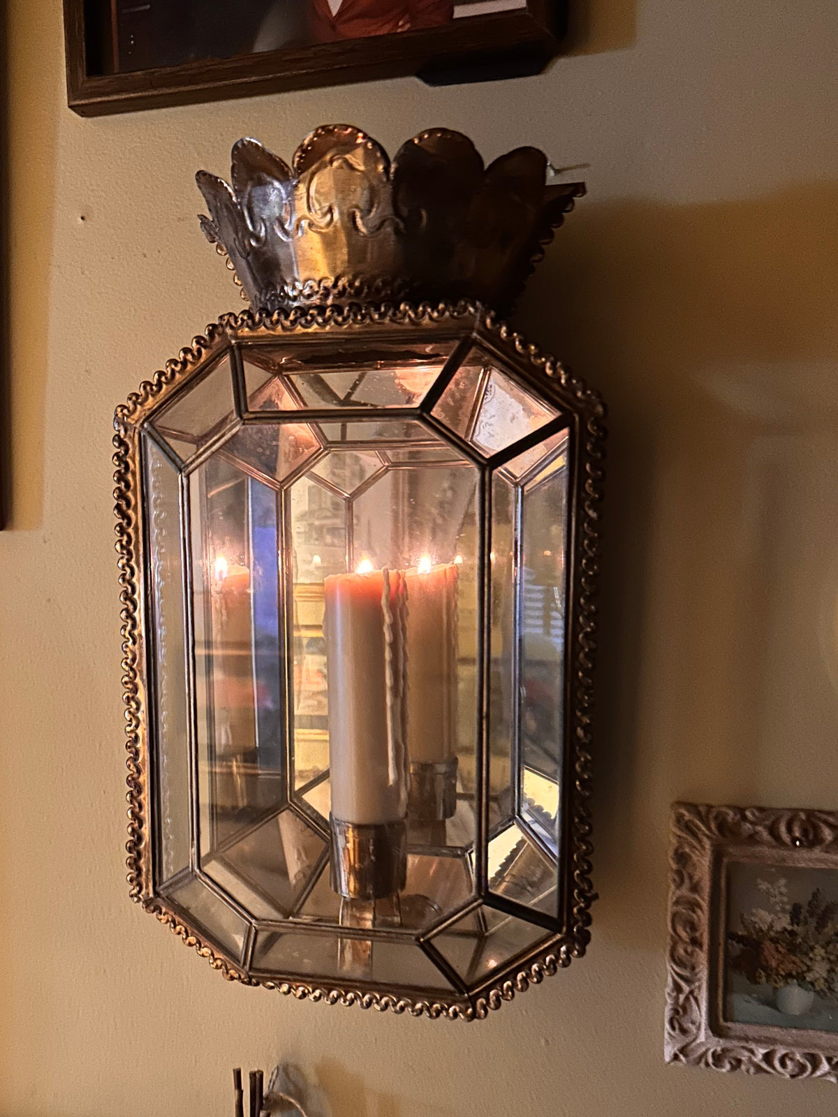 Vintage Continental Style Mirrored Wall Sconce