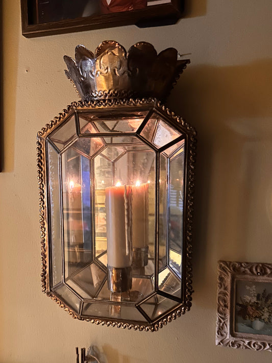 Vintage Continental Style Mirrored Wall Sconce
