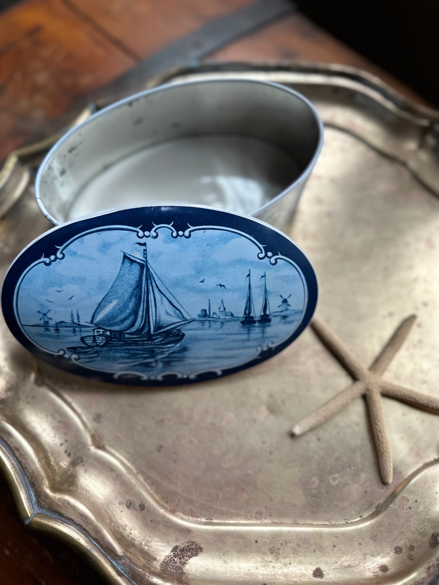 Vintage West German Delft Style Tin