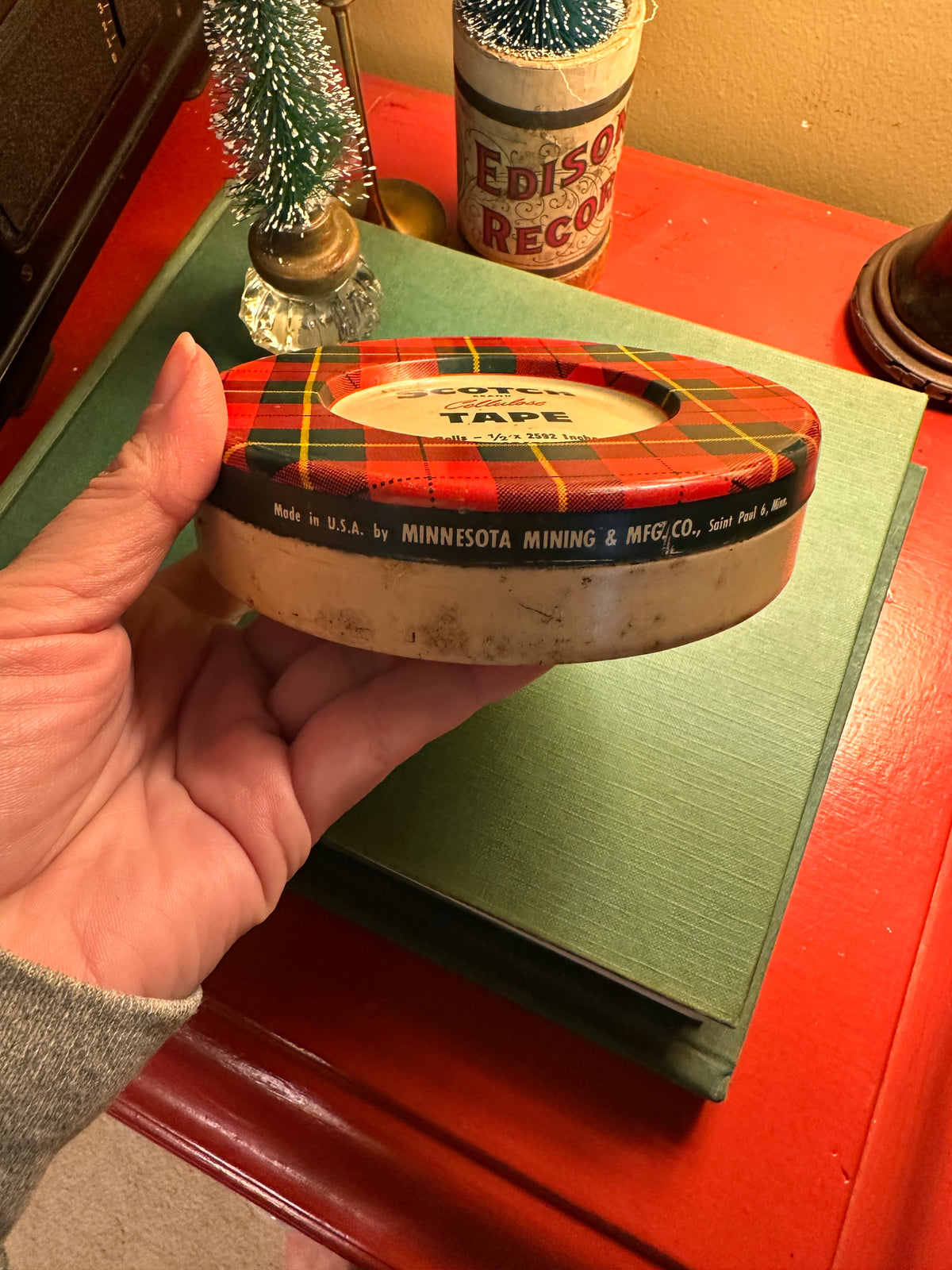 Vintage Scotch Cellulose Tape Tin – Red Tartan Plaid