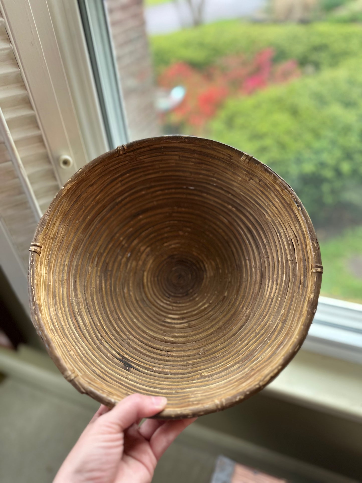 Vintage Hand-Woven Cane Bowl