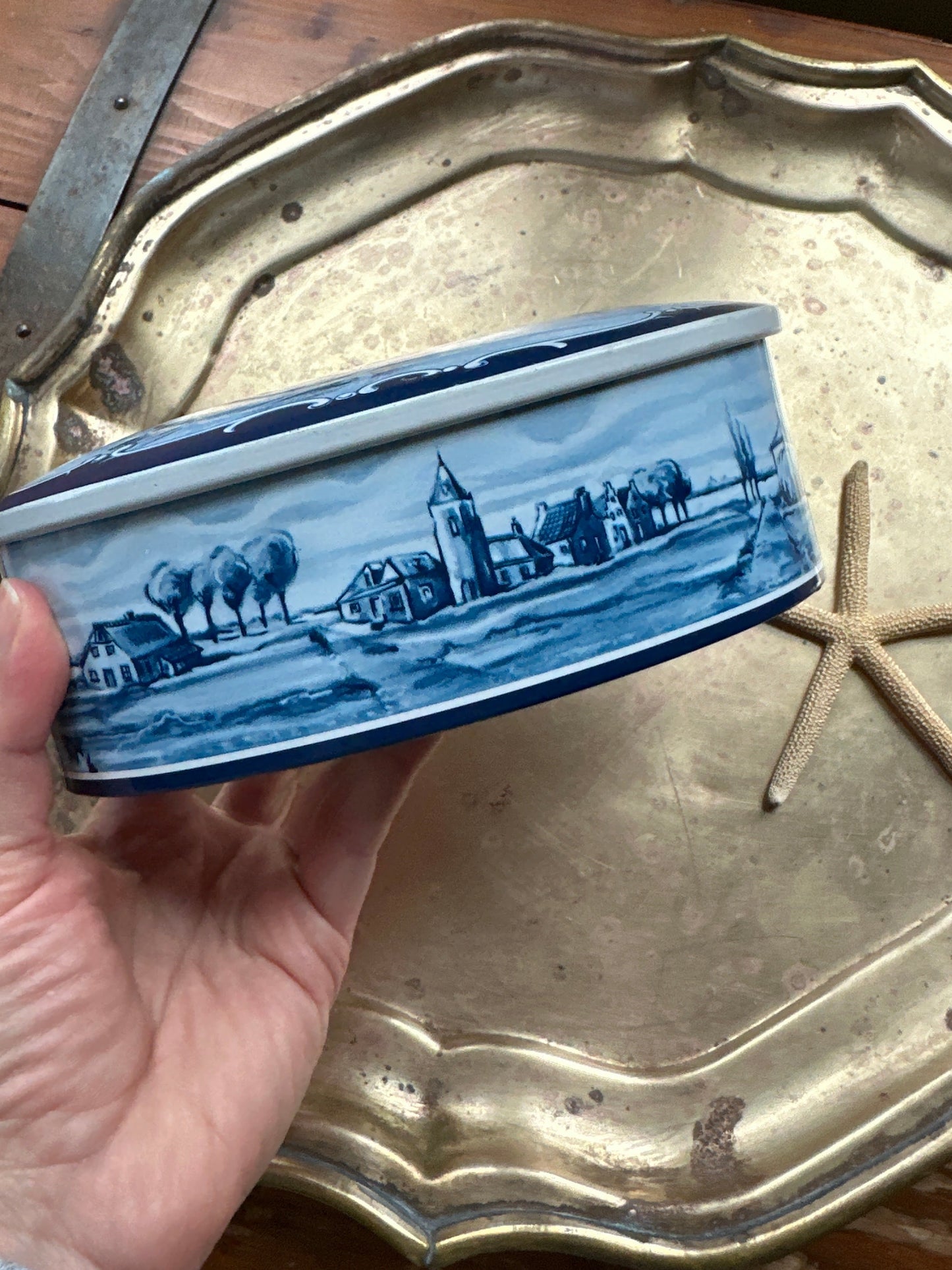 Vintage West German Delft Style Tin