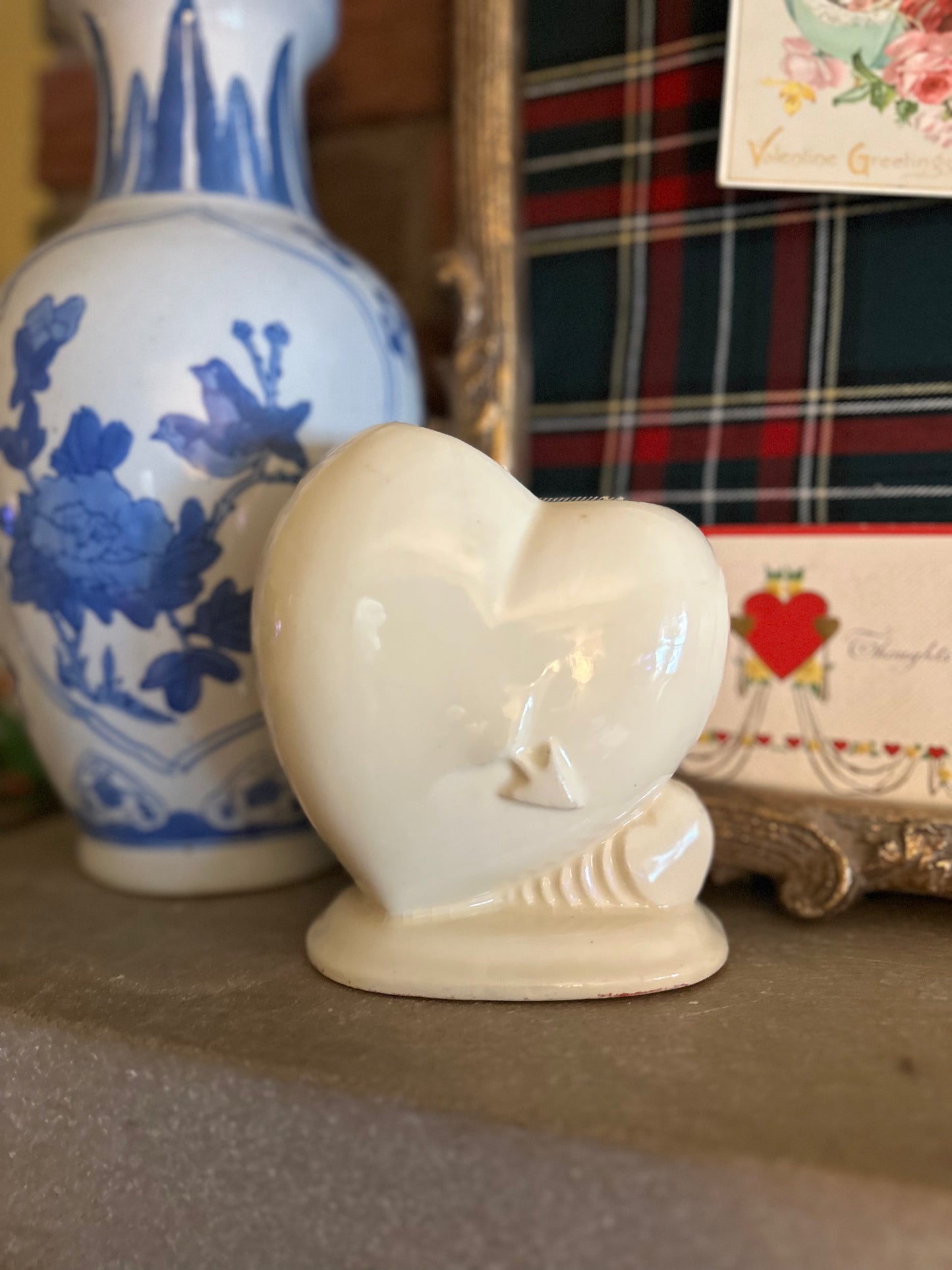 Vintage Ceramic Pierced Heart Bud Vase/Planter