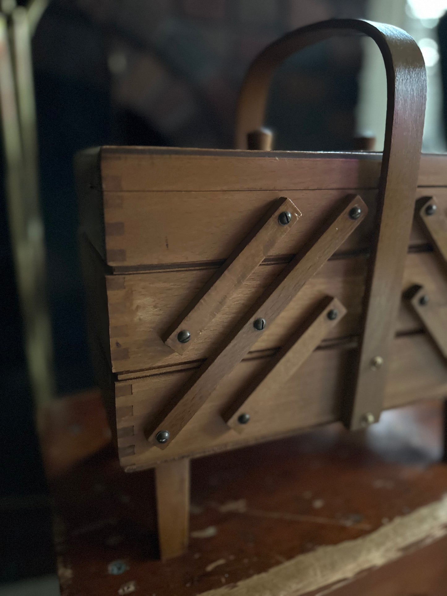 Vintage Accordion Sewing Box