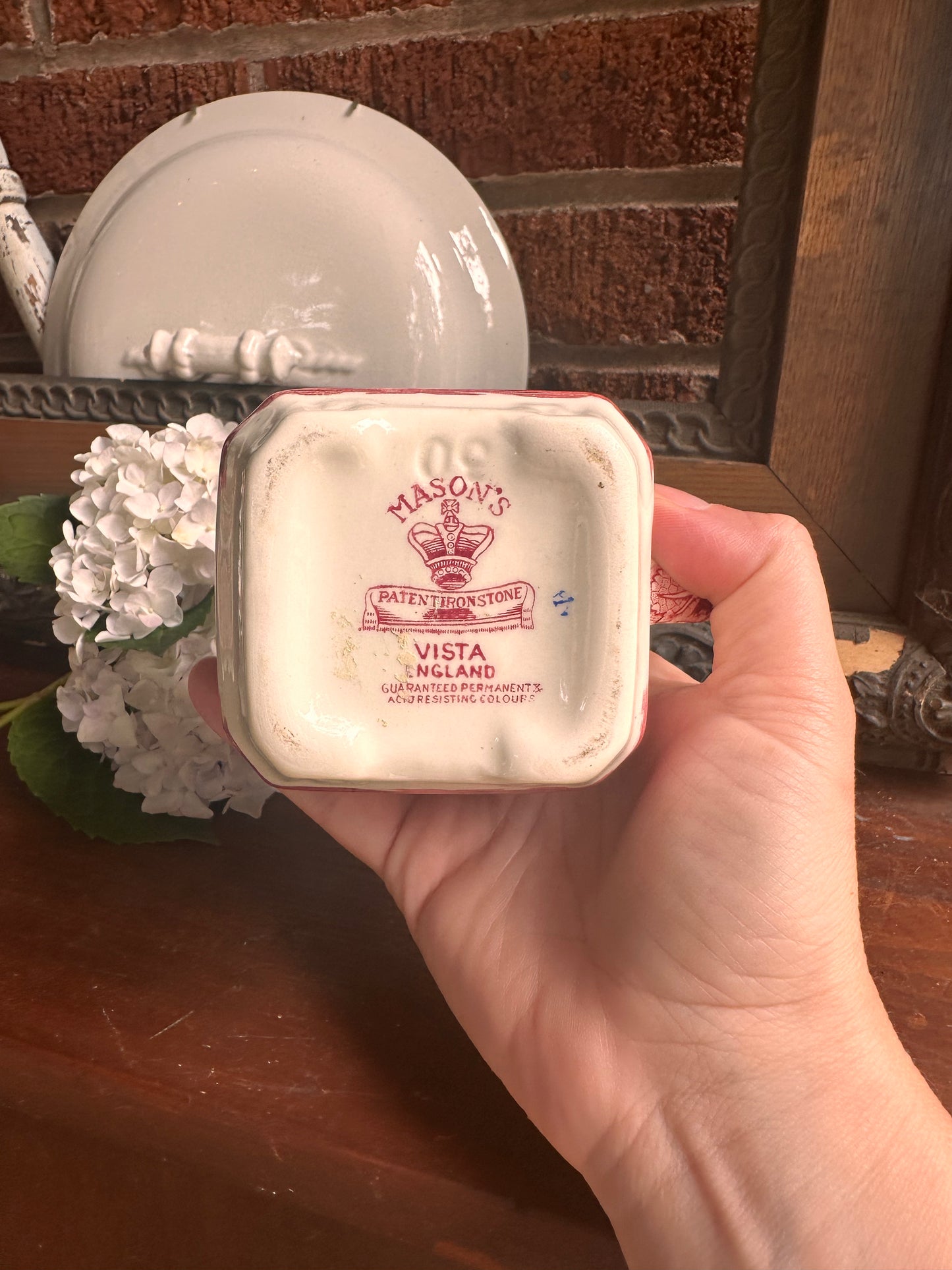 Mason’s Vista Pink Sugar Bowl & Creamer Set