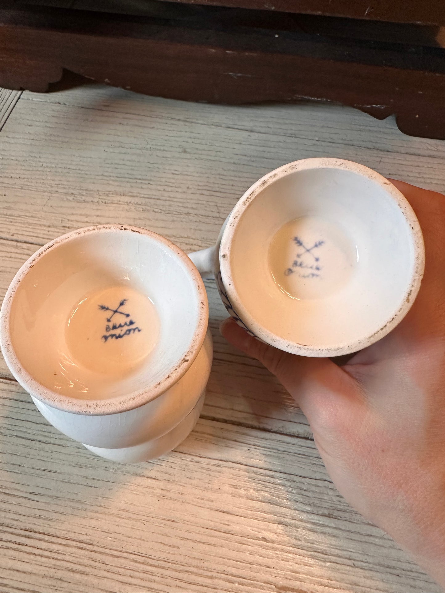 Vintage Blue Onion Creamer & Sugar Set