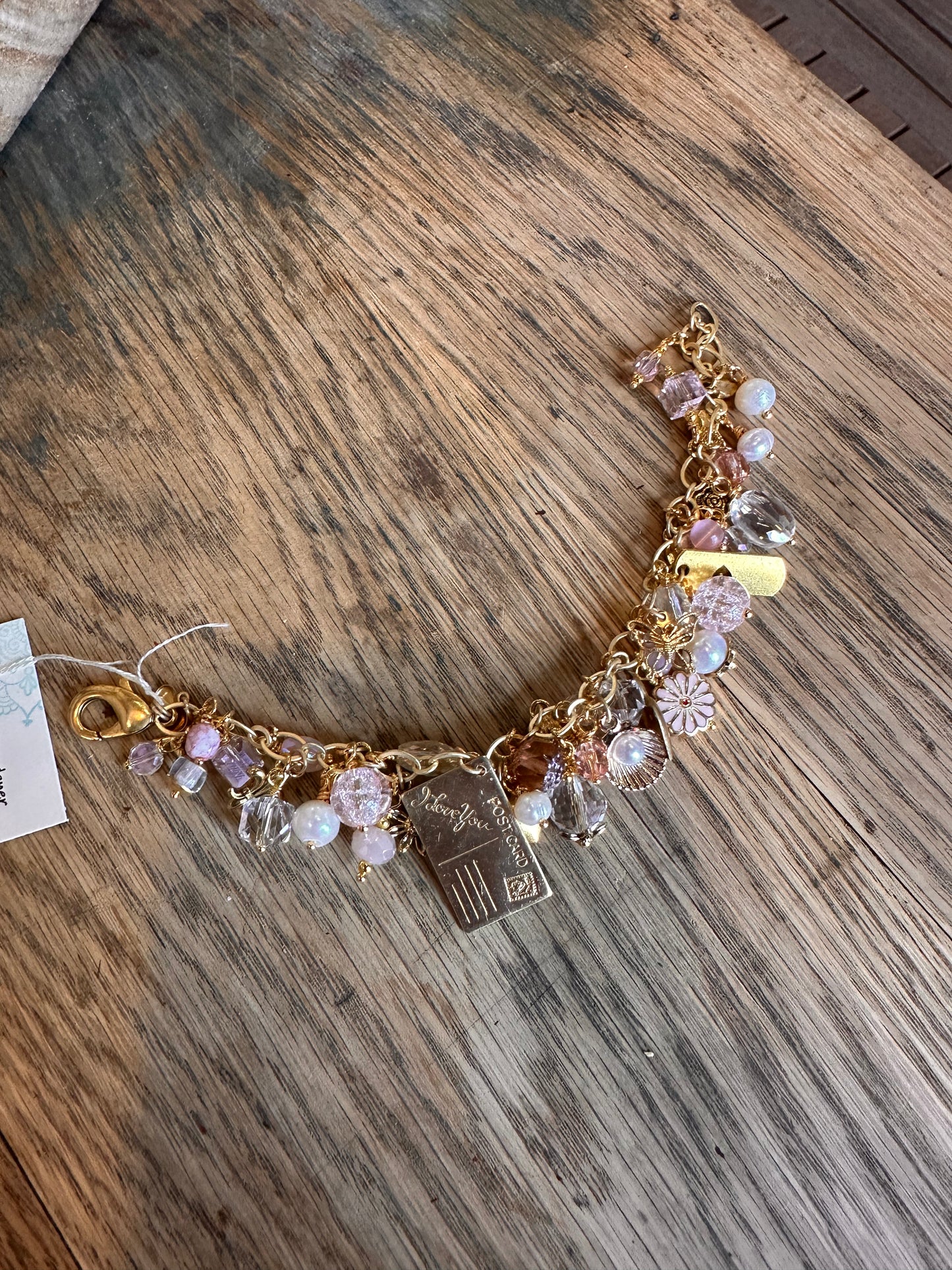 Light Pink and Gold Charm Bracelet