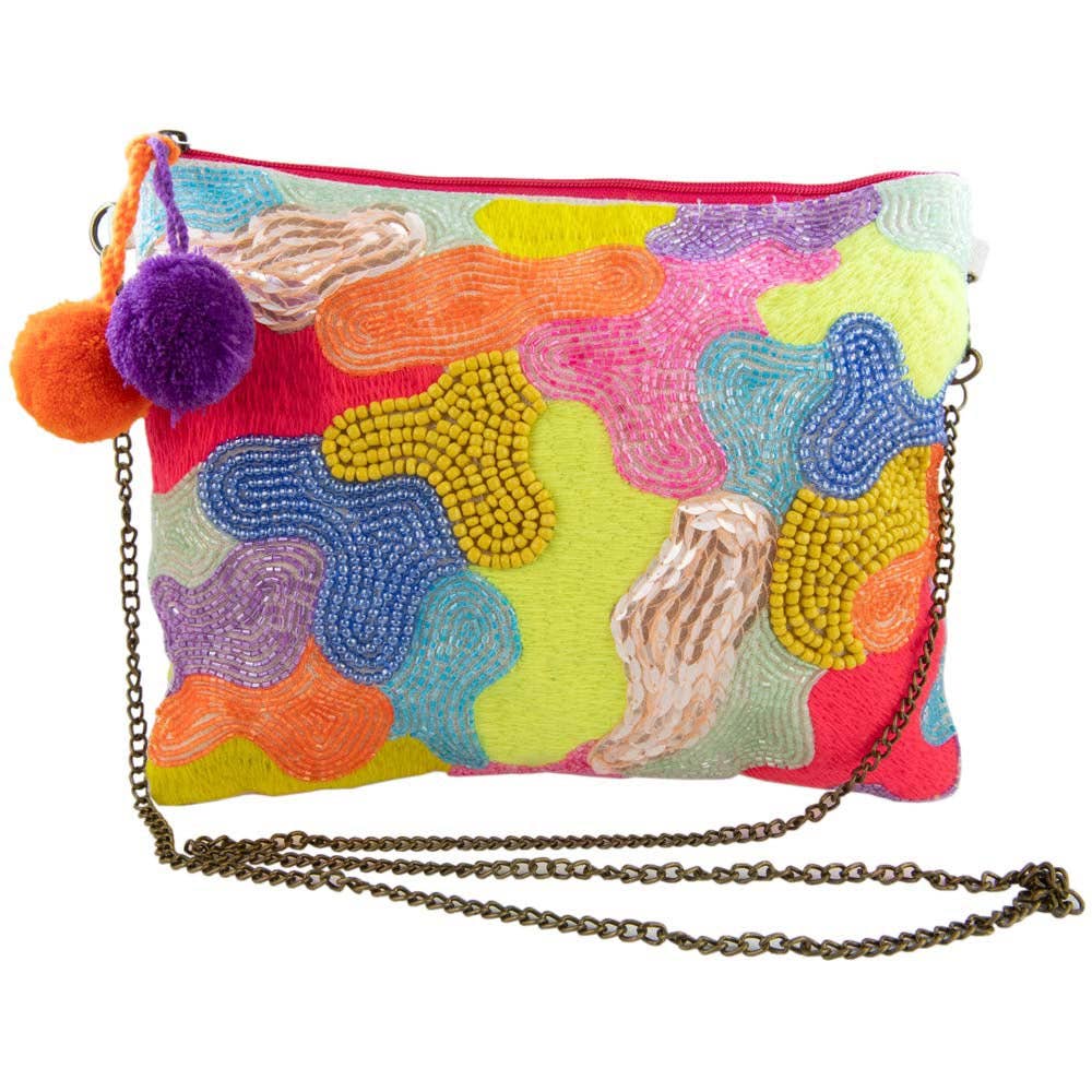 Rainbow Swirl Beaded Womens Clutch Bag