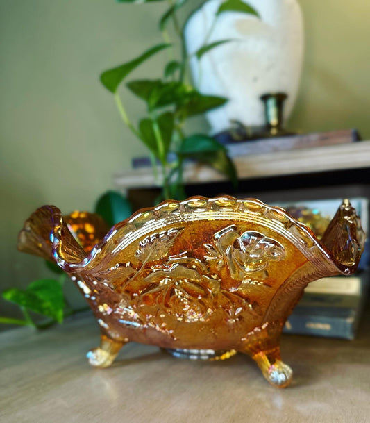 Carnival Glass Footed Bowl