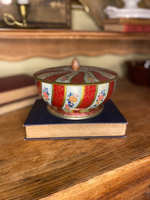 Vintage Daher Red Floral Tin
