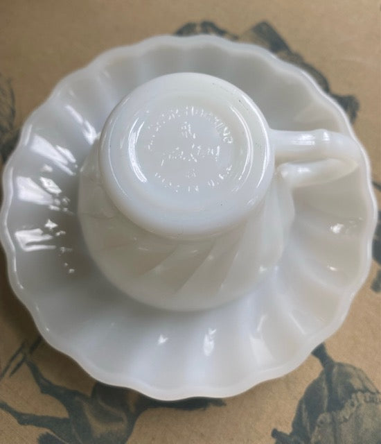 Vintage Fire King Milk Glass Teacup & Saucer
