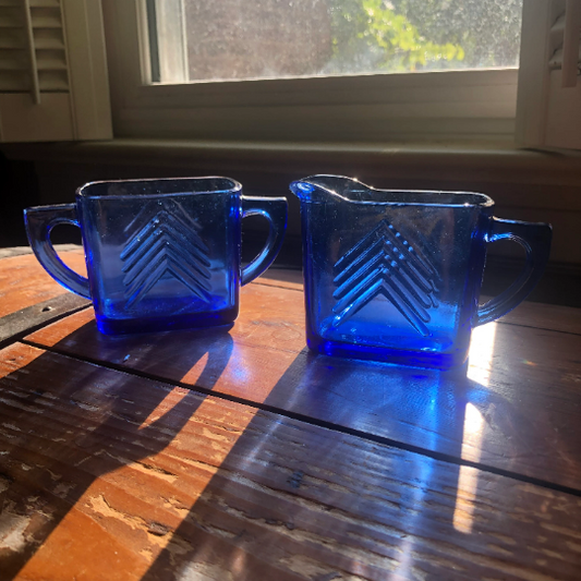 Vintage Hazel Atlas Creamer and Sugar Bowl